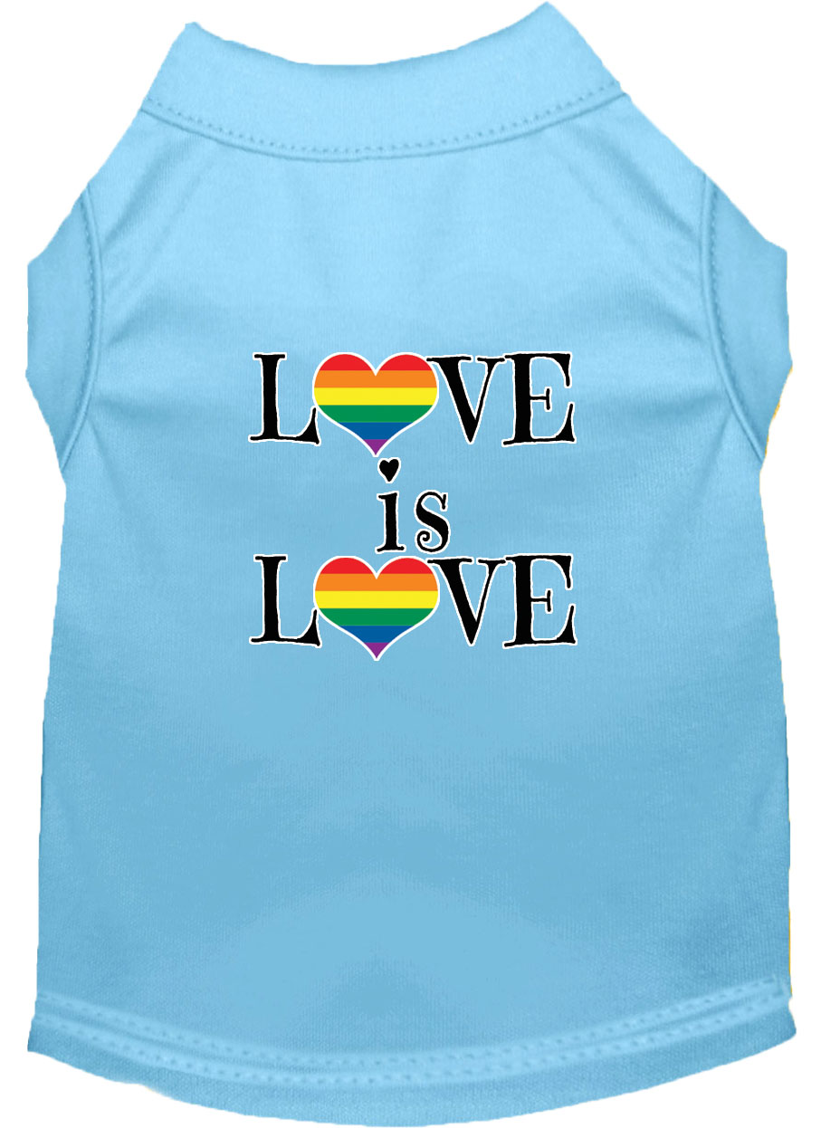 Love is Love Screen Print Dog Shirt Baby Blue XL